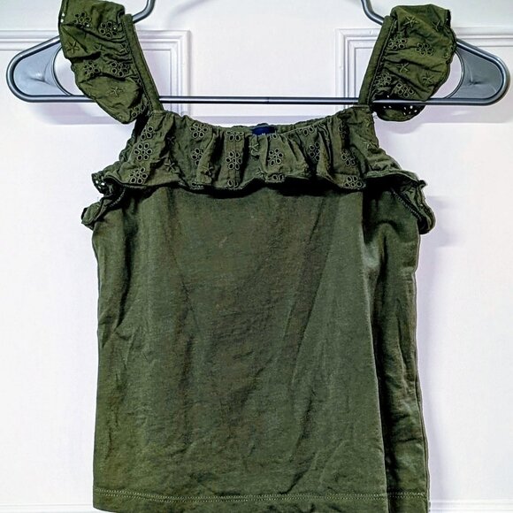 Old Navy Other - Old Navy Kid's Olive Green Eyelet Ruffle Camisole